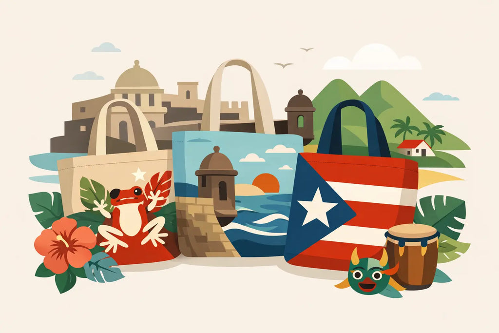 Bolsas de tela con diseño puertorriqueño